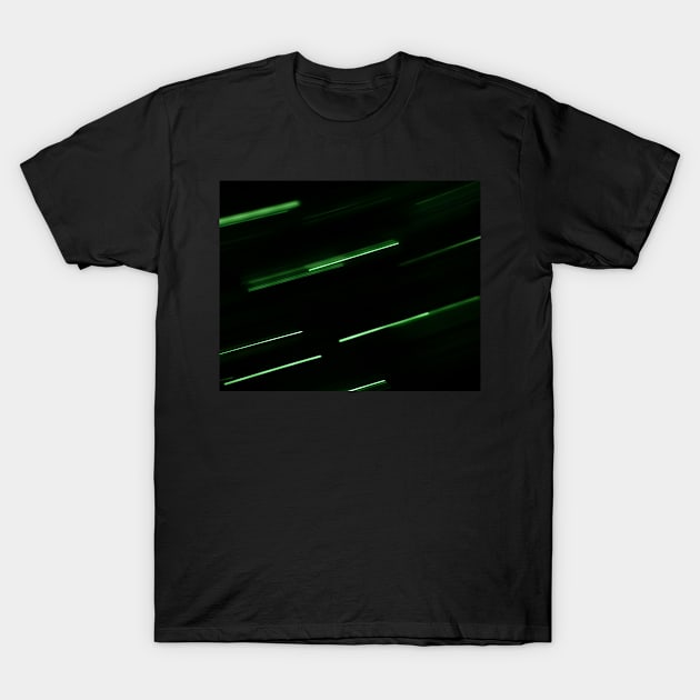 Green shooting stars blurred lights T-Shirt by Beccasab photo & design